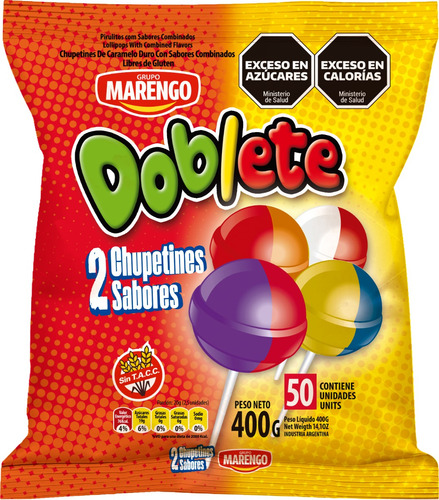 Golosinas Chupetines 2 Sabores Combinados Doblete 6 X 400 G