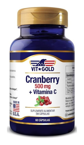 Cranberry 500mg + Vitamina C Vitgold 60 Cápsulas