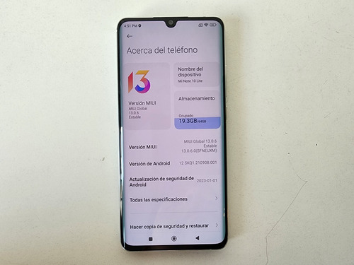 Xiaomi Mi Note 10 Lite 64 Gb Blanco Glaciar 6 Gb Ram
