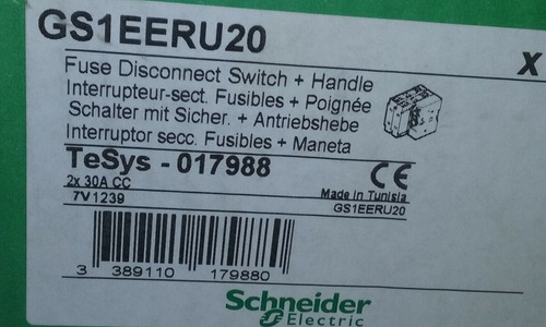 Schneider Electric Gs1eeu20 Tesys-017988 Fuse Disconnect S