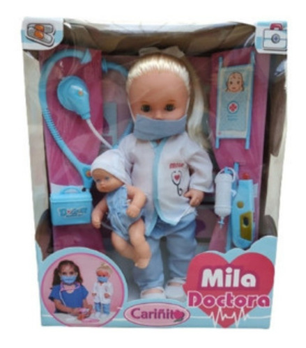 Muñeca Mila Pediatra Con Bebe Y Accesorios Cariñito