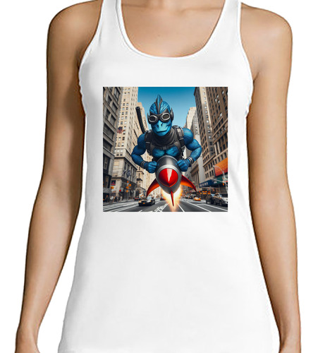 Musculosa Mujer Superheroe Lagarto Azul Nueva York