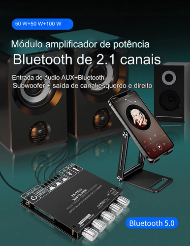 Amplificador 200w 2.1 Bluetooth Zk-tb21 C/fonte 10 Amperes
