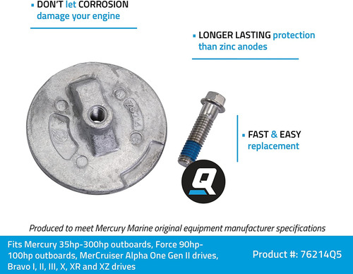 Quicksilver Placa De Ánodo De Aluminio 76214q5 Para Mercury