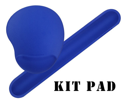 Kit Mouse Pad M + Apoio Ergonômico Teclado - Polispuma Cor Azul
