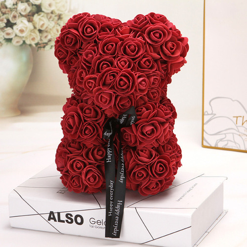 C Flor Rosa Oso Eterna Boda San Valentín Ideal Para Regalo