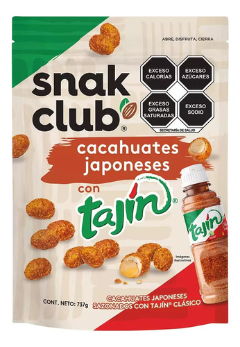 2pack Cacahuates Japoneses Con Tajín Snak Club De 737g