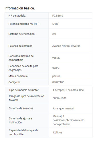 Motor Fuera De Borda Parsun 4 Tiempos 9.8hp Pata Corta