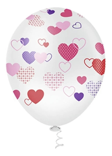 Balão Bexiga Clear Com Coração Corações - 25 Unidades