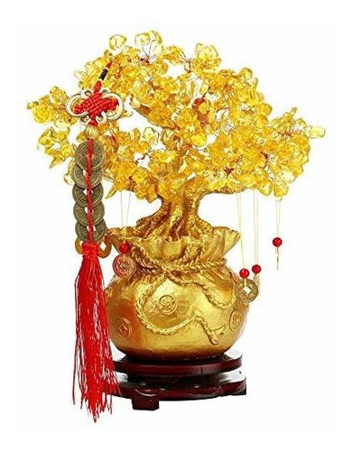 Feng Shui Money Tree Crystal Half-handmade Yellow Quartz Luc