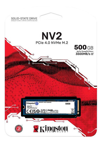 Imagen 2 de 2 de Unidad Solida Kingston M.2 Nv2 Nvme Pcie 500gb Gen 4x4