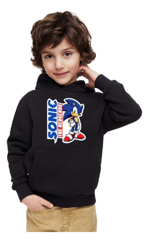 Poleron Niño Con Capucha Sonic The Hedgehog + Jockey Rostro