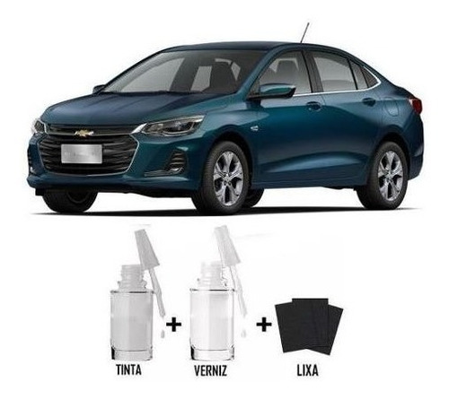 Tinta Tira Risco Automotivo Azul Seeker Gm + Verniz