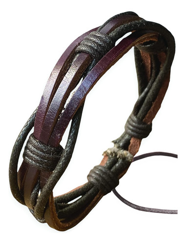 Pulsera De Hombres Trenzada Marrón Rústica Regalo Pap...