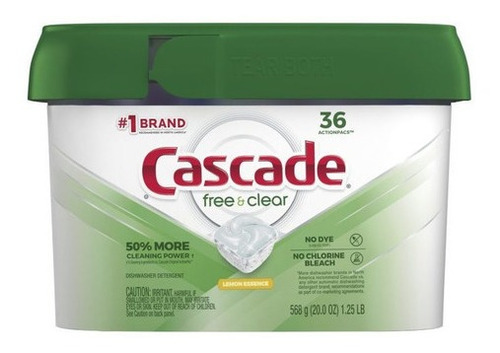 Detergente Para Lavavajillas Free&clear 36 Capsulas Cascade