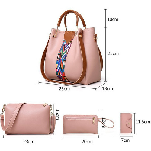 Set 4 Bolsas Moderna Mujer Dama Cuero Sintetico Hombro