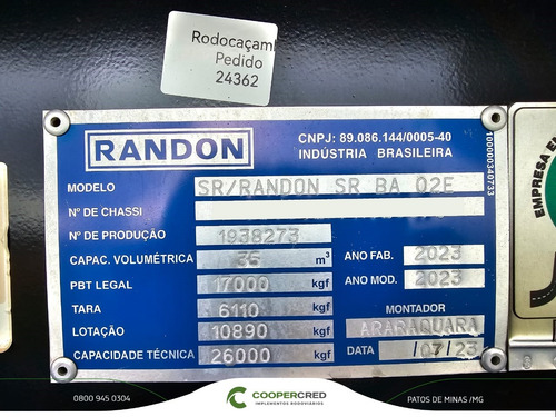 Rodocaçamba Randon Basculante 9 Eixos Com Pneus Lona Fácil