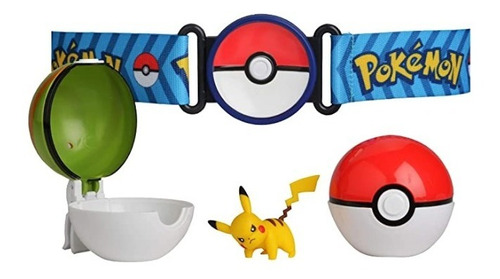 Cinturon Con Pokemon Pikachu 5cm Y 2 Pokebolas 7cm Clip N Go