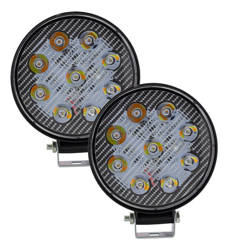 2 Faros 9 Leds Luz Blanca Y Ámbar C/estrobo Tunelight 27w