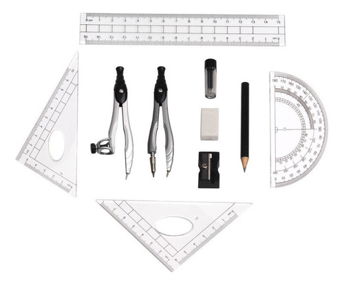 2025 Kit Escolar Juego De Regla De Dibujo Y Compás 10 Piezas