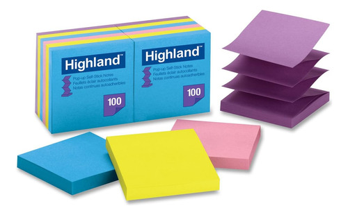 Highland Pop-up Notas Adhesivas  3.0 X 3.0 In  Varios Color