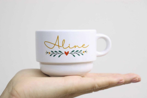 Xícara De Café Personalizada Em Porcelana Com Nome Cor Branco Nomes