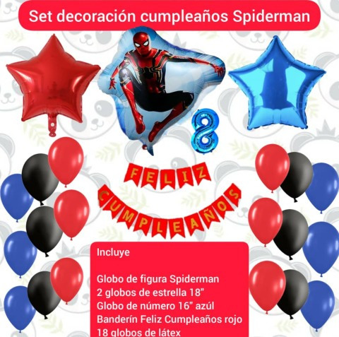 Combo Decoración Cumpleaños Globos Spiderman / Banderin