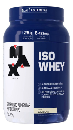 Whey Isolado Max Titanium Iso Whey Pote 900g Sabor Baunilha Sabor Whey Baunilha