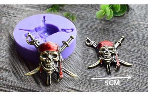 Molde Silicón Fondant/ Resina/ Calavera Piratas Del Caribe