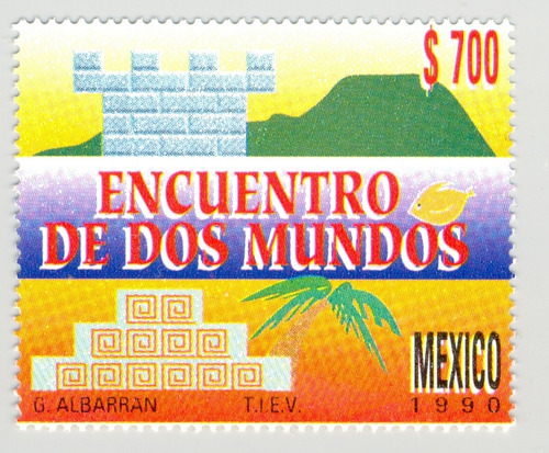 México  Encuentro De Dos Mundos 1990 Mnh