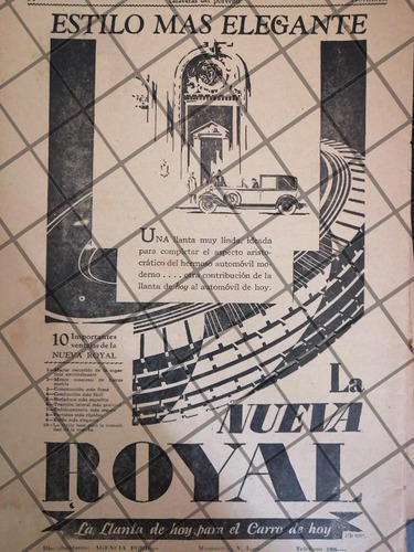 Afiche Publicitario Antiguo Llantas Royal 1929