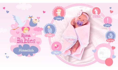 Boneca Roma Babies Maternidade 35cm Acessórios 5055 - Roma