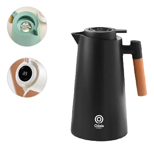 Garrafa Térmica 1 Litro Com Termômetro Led Para Chás Café Preto