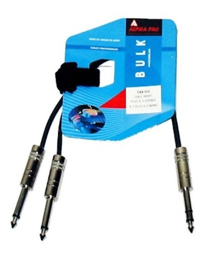 Imagen 1 de 1 de Cable Plug De Audio 6.3mm Estéreo A 2 Plug 20cm 6.3mm  Mono