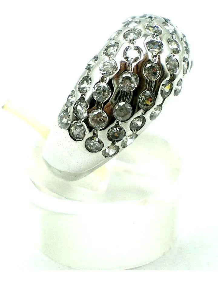 Anillo De Plata 925 Y Zafiros Blancos Art58685