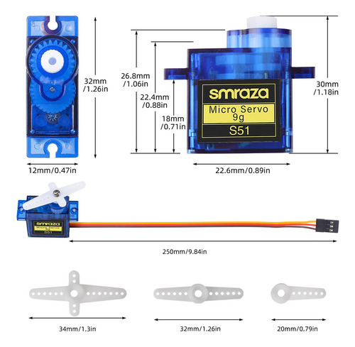 Micro Servomotor Sg90 9g: 12 Mini Servos Para Robot Rc/coche