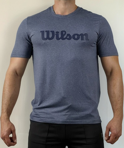 Playera Wilson Deportiva De Cuello Redondo Azul Jaspe