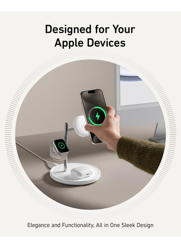 Soporte De Carga Inalámbrico Anker Maggo 3 En 1 Para iPhone