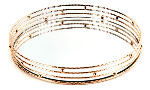 Bandeja Decorativa Espejo Gold/ Centro De Mesa 38 Cm