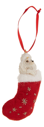 Caniche Calcetin De Navidad Ornamento Con  Santa 's Little P