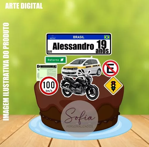 Topo de Bolo Personalizado. Tema: Moto