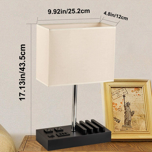 Lámpara De Escritorio Con 3 Puertos De Carga Usb 2 Sal...