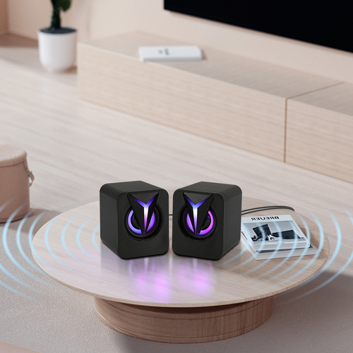 Altavoces de ordenador con cable USB mini USB RGB de 3,5 mm, graves estéreo para PC, portátil y escritorio