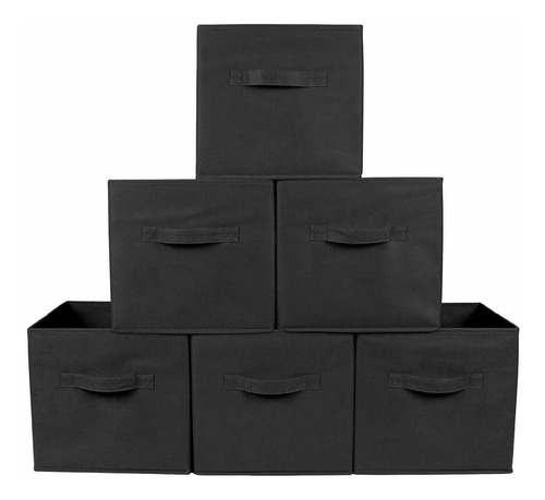 Greenco Organizadores Set 6 Cubos Plegables Tela Negro Ropa