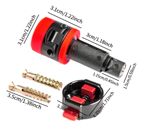 Soporte De Pared Para Guardar Bicicletas, Largo 7,25cm Rojo
