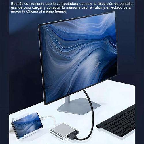 Adaptador Tipo C A Hdmi 4k Convertidor Hub Usb 3.0