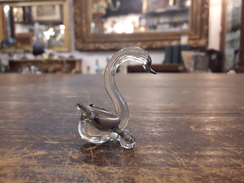 Antiguo Cisne En Miniatura Cristal De Murano Pintado A Mano