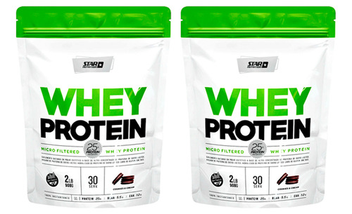 Suplemento en polvo Star Nutrition  Star nutrition Whey Protein proteínas sabor cookies and cream en bolsa de 908mL pack x 2 u