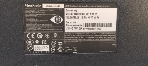 Monitor Viewsonic Va2037a-led Perfecto Estado (Usado)