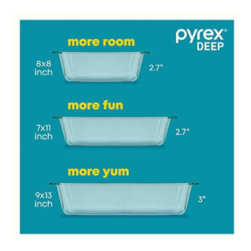 Pyrex 1135014 Refractario De Vidrio Cuadrado Set De 6 Piezas
